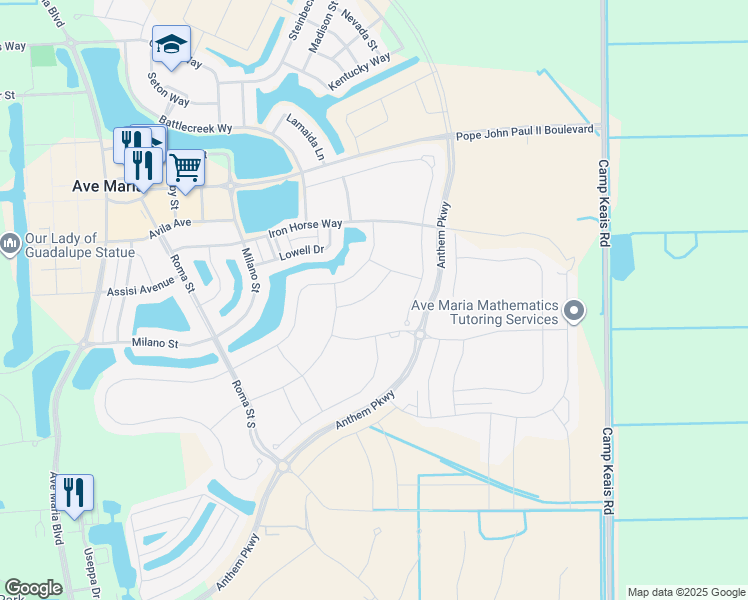 map of restaurants, bars, coffee shops, grocery stores, and more near 5048 Arancia Ln in Ave Maria