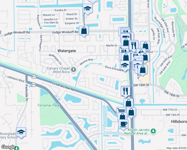 map of restaurants, bars, coffee shops, grocery stores, and more near 10314 Serene Meadow Drive North in Boca Raton