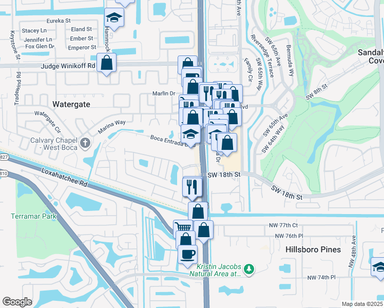 map of restaurants, bars, coffee shops, grocery stores, and more near 2312 U.S. 441 in Boca Raton