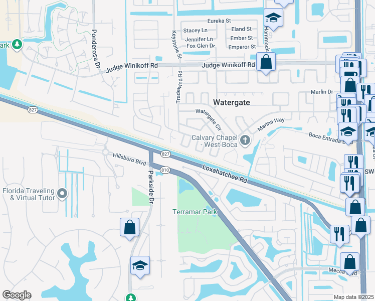 map of restaurants, bars, coffee shops, grocery stores, and more near 11970 Coral Place in Boca Raton