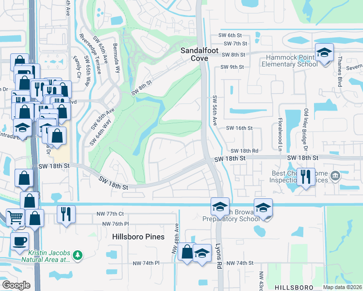 map of restaurants, bars, coffee shops, grocery stores, and more near 9197 Southwest 16th Road East in Boca Raton