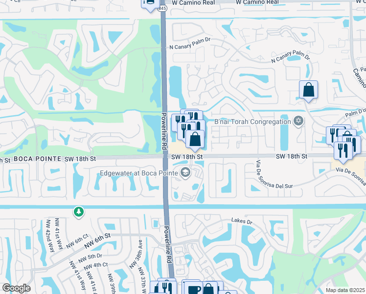 map of restaurants, bars, coffee shops, grocery stores, and more near 6919 Southwest 18th Street in Boca Raton