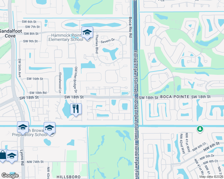 map of restaurants, bars, coffee shops, grocery stores, and more near 8152 Cedar Hollow Lane in Boca Raton