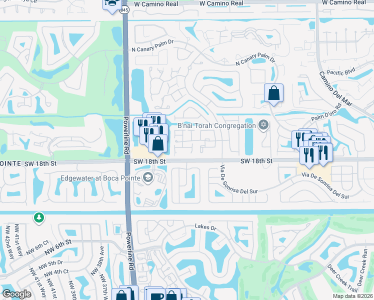 map of restaurants, bars, coffee shops, grocery stores, and more near 6720 Via Regina in Boca Raton