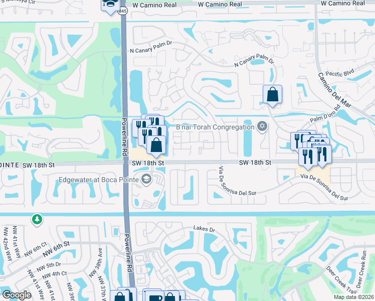 map of restaurants, bars, coffee shops, grocery stores, and more near 6720 Via Regina in Boca Raton