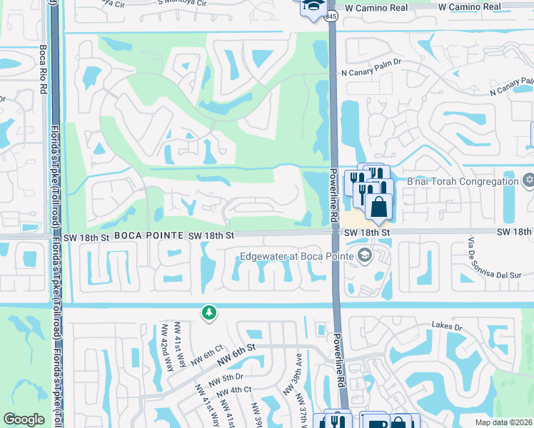 map of restaurants, bars, coffee shops, grocery stores, and more near 7275 Panache Way in Boca Raton