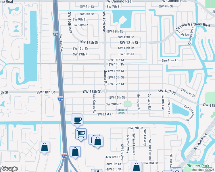 map of restaurants, bars, coffee shops, grocery stores, and more near 1700 Juana Road in Boca Raton