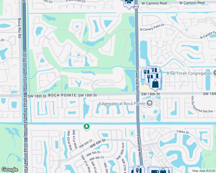 map of restaurants, bars, coffee shops, grocery stores, and more near 7314 Panache Way in Boca Raton