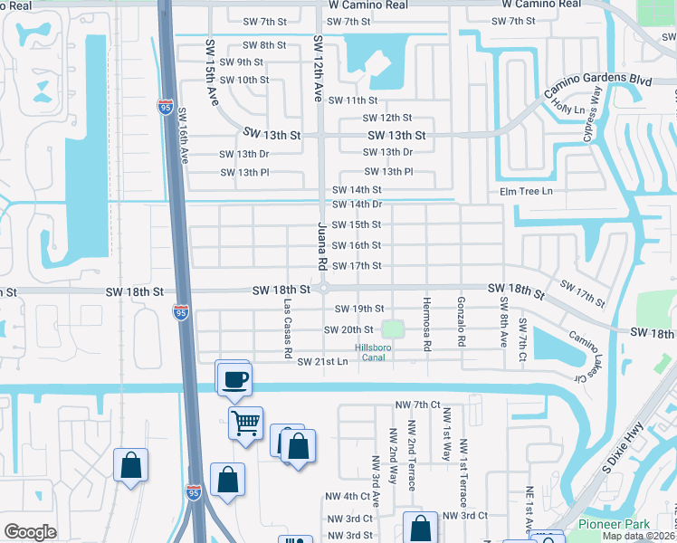 map of restaurants, bars, coffee shops, grocery stores, and more near 1700 Juana Road in Boca Raton