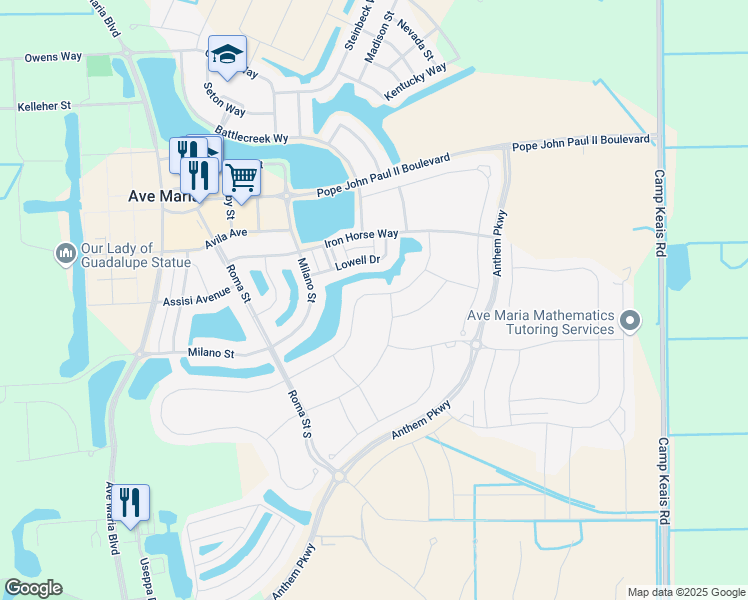 map of restaurants, bars, coffee shops, grocery stores, and more near 5062 Salerno Street in Ave Maria