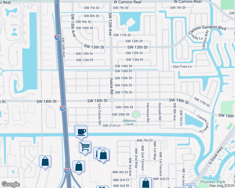 map of restaurants, bars, coffee shops, grocery stores, and more near 1700 Juana Road in Boca Raton