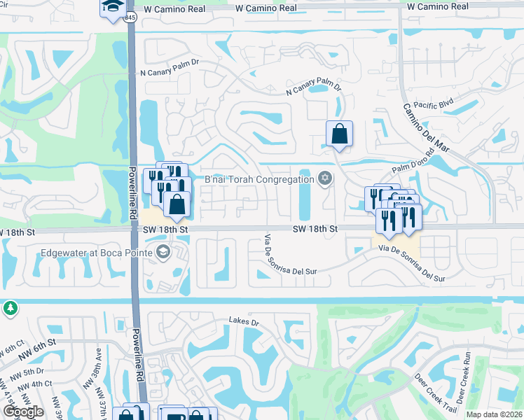 map of restaurants, bars, coffee shops, grocery stores, and more near 6568 Via Regina in Boca Raton