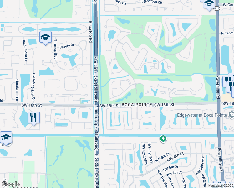 map of restaurants, bars, coffee shops, grocery stores, and more near 7781 La Mirada Drive in Boca Raton