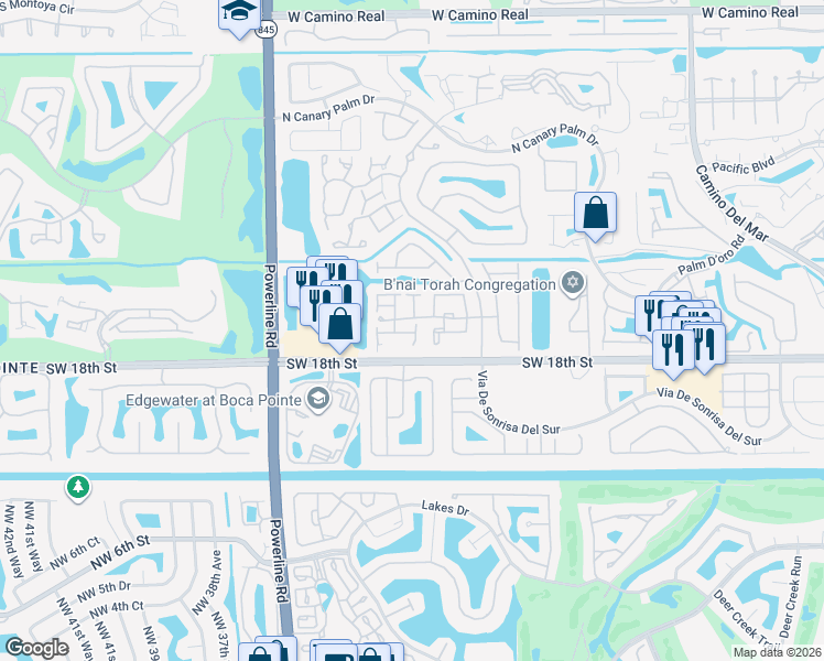 map of restaurants, bars, coffee shops, grocery stores, and more near 6720 Via Regina in Boca Raton