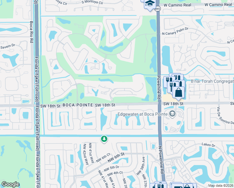 map of restaurants, bars, coffee shops, grocery stores, and more near in Boca Pointe