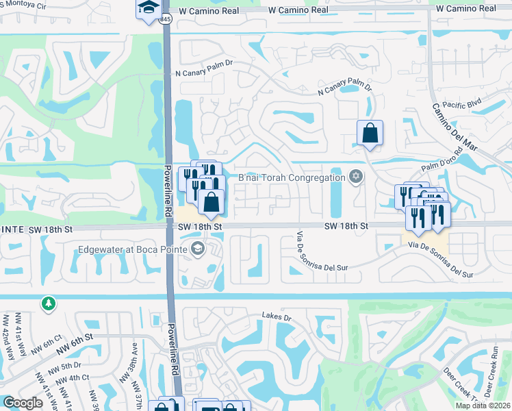 map of restaurants, bars, coffee shops, grocery stores, and more near 6720 Via Regina in Boca Raton
