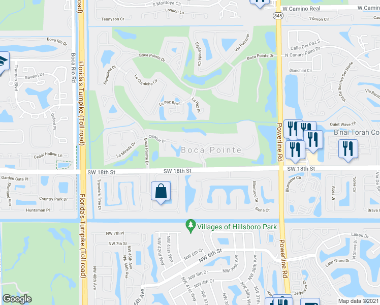 map of restaurants, bars, coffee shops, grocery stores, and more near 7572 Regency Lake Drive in Boca Raton