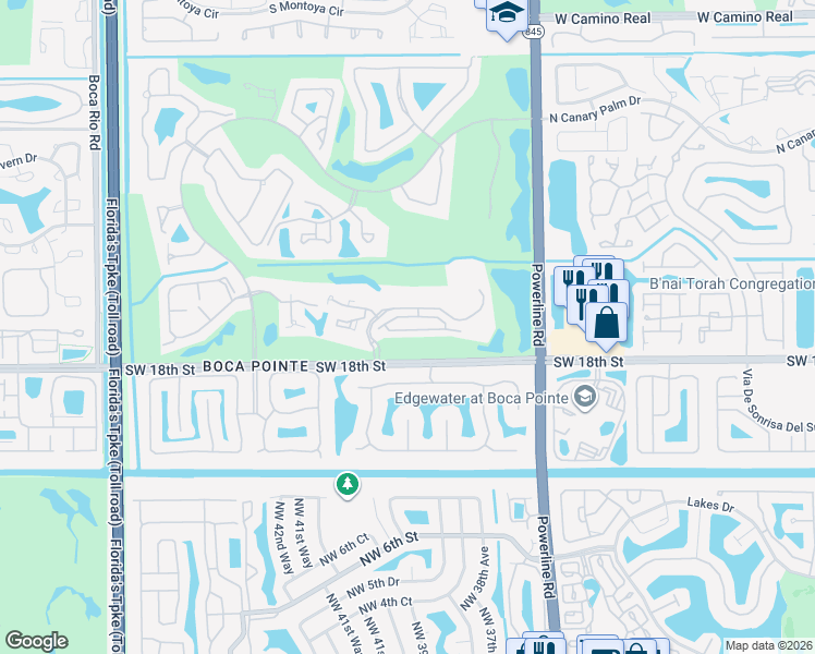 map of restaurants, bars, coffee shops, grocery stores, and more near 7330 Panache Way in Boca Raton
