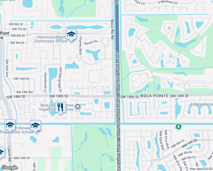 map of restaurants, bars, coffee shops, grocery stores, and more near 8097 Cedar Hollow Lane in Boca Raton