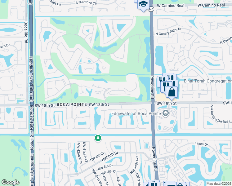 map of restaurants, bars, coffee shops, grocery stores, and more near 7314 Panache Way in Boca Raton
