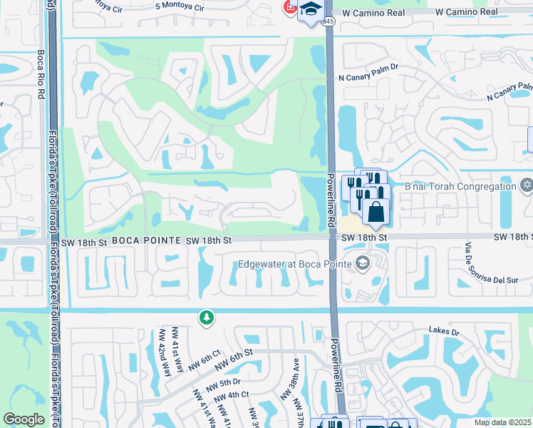 map of restaurants, bars, coffee shops, grocery stores, and more near 7275 Panache Way in Boca Raton