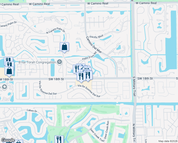 map of restaurants, bars, coffee shops, grocery stores, and more near 23212 Island View in Boca Raton