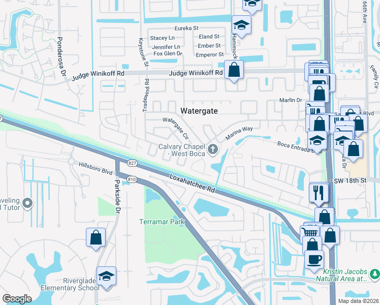 map of restaurants, bars, coffee shops, grocery stores, and more near 11831 Leeward Place in Boca Raton