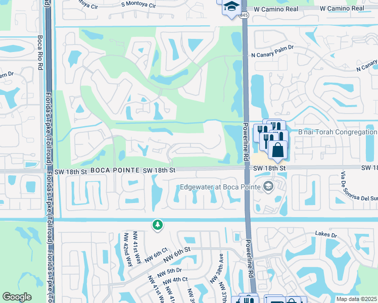 map of restaurants, bars, coffee shops, grocery stores, and more near 7330 Panache Way in Boca Raton