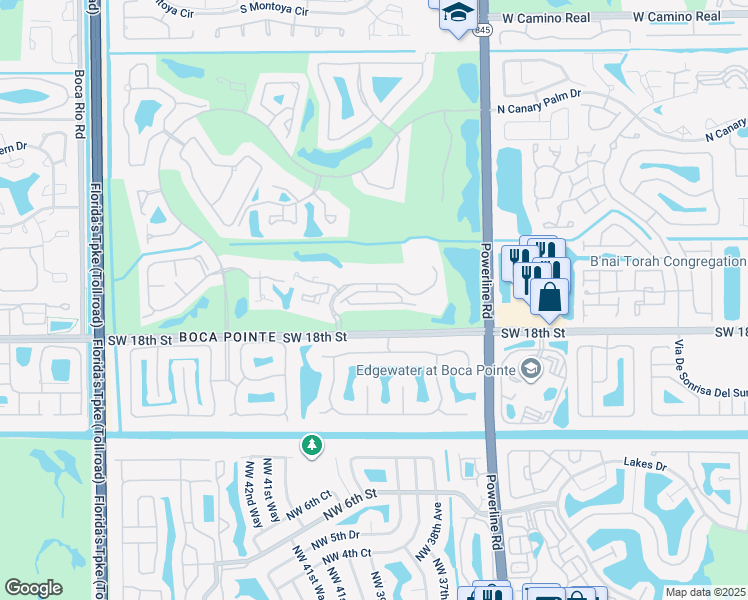 map of restaurants, bars, coffee shops, grocery stores, and more near 7363 Panache Way in Boca Raton