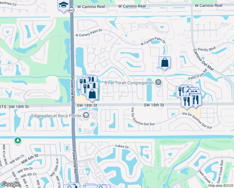 map of restaurants, bars, coffee shops, grocery stores, and more near 6720 Via Regina in Boca Raton