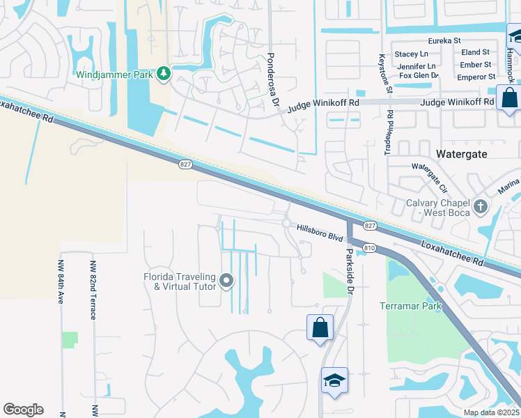 map of restaurants, bars, coffee shops, grocery stores, and more near 7447 South Blue Spring Drive in Parkland