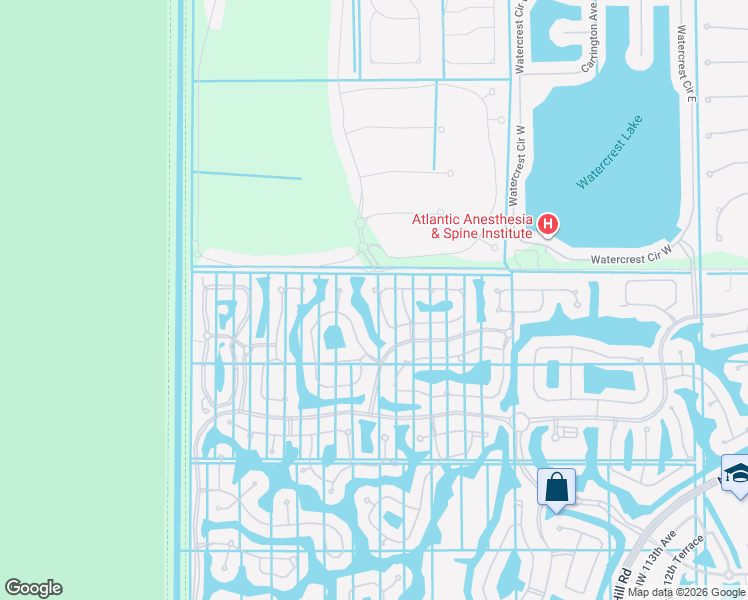 map of restaurants, bars, coffee shops, grocery stores, and more near 8243 Northwest 121st Way in Coral Springs