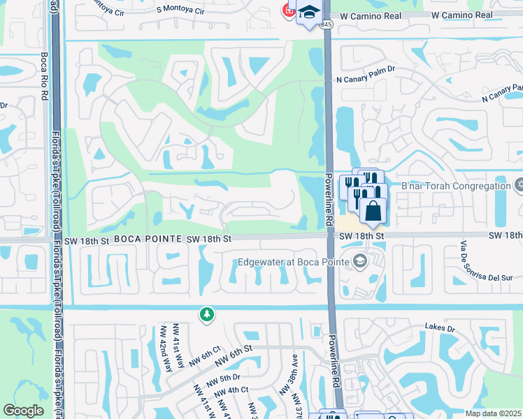 map of restaurants, bars, coffee shops, grocery stores, and more near 7234 Panache Way in Boca Raton