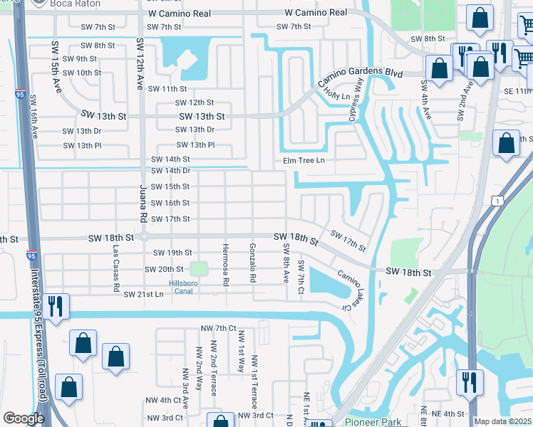 map of restaurants, bars, coffee shops, grocery stores, and more near 841 Southwest 16th Street in Boca Raton
