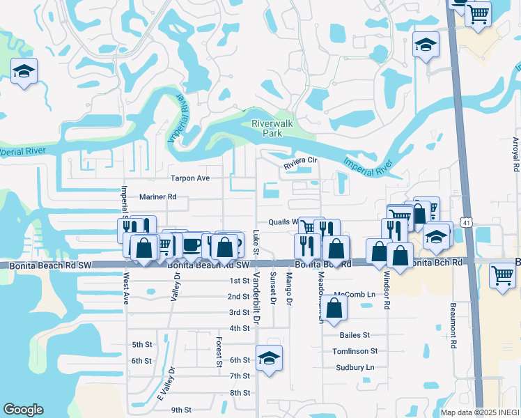 map of restaurants, bars, coffee shops, grocery stores, and more near 3981 Bennett Lane in Bonita Springs