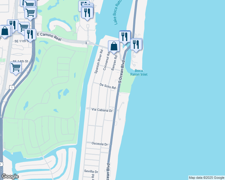 map of restaurants, bars, coffee shops, grocery stores, and more near in Boca Raton