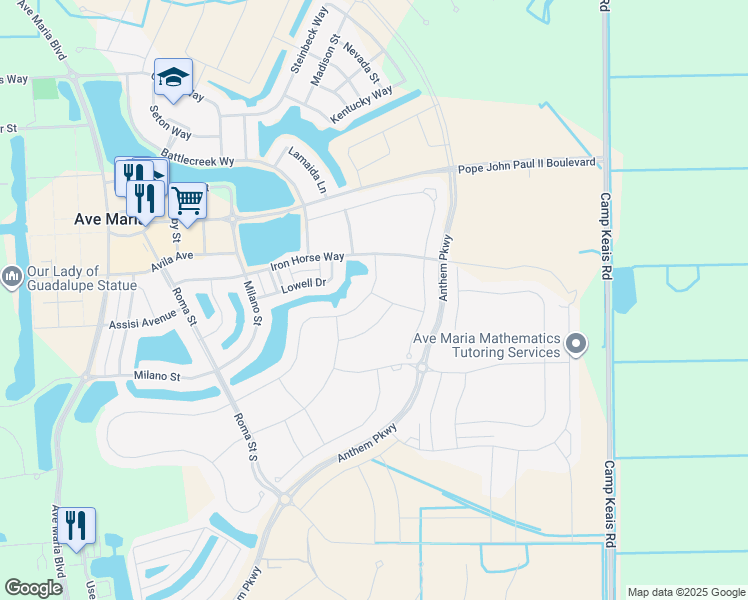 map of restaurants, bars, coffee shops, grocery stores, and more near 5001 Salerno Street in Ave Maria
