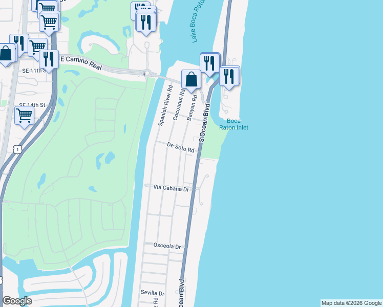 map of restaurants, bars, coffee shops, grocery stores, and more near in Boca Raton
