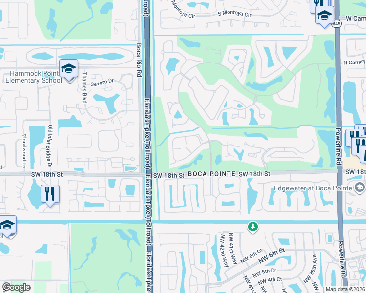 map of restaurants, bars, coffee shops, grocery stores, and more near 7853 la Mirada Drive in Boca Raton