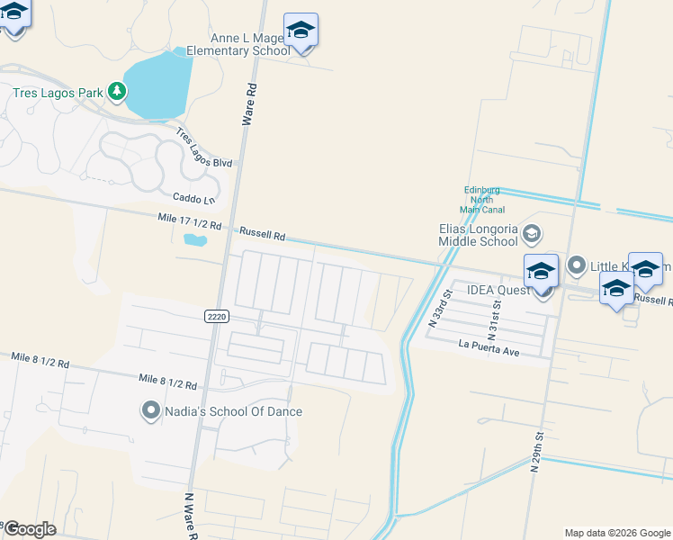 map of restaurants, bars, coffee shops, grocery stores, and more near 13921 North 36th Street in McAllen