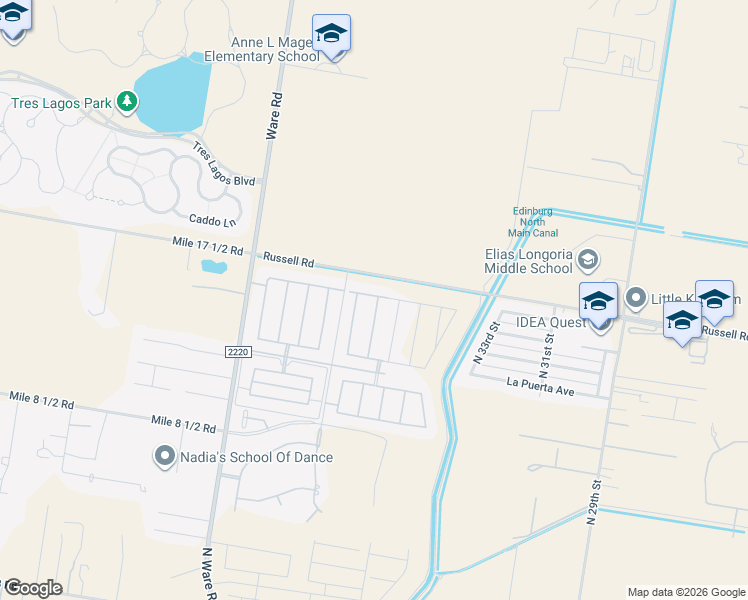 map of restaurants, bars, coffee shops, grocery stores, and more near 13921 North 36th Street in McAllen