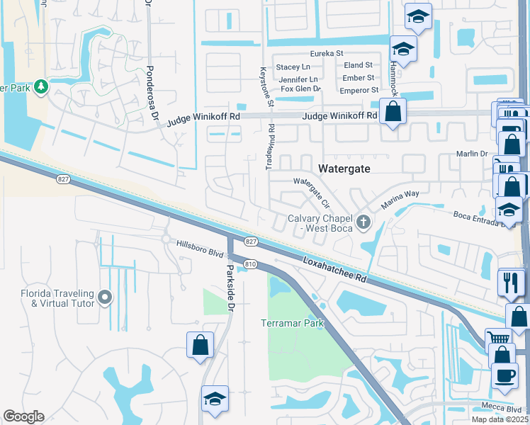 map of restaurants, bars, coffee shops, grocery stores, and more near 11985 Southwest Sandalfoot Boulevard in Boca Raton