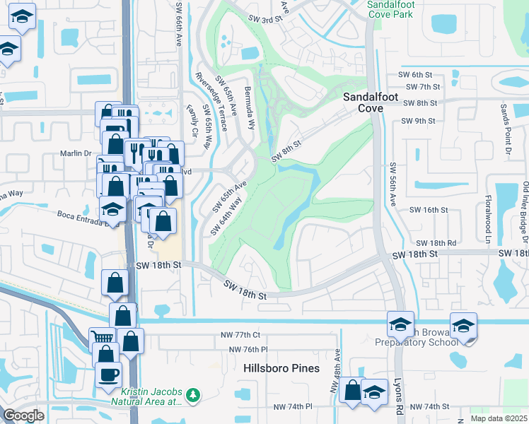 map of restaurants, bars, coffee shops, grocery stores, and more near 10049 Brickhill Drive in Boca Raton
