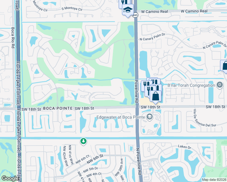 map of restaurants, bars, coffee shops, grocery stores, and more near 7225 Promenade Drive in Boca Raton