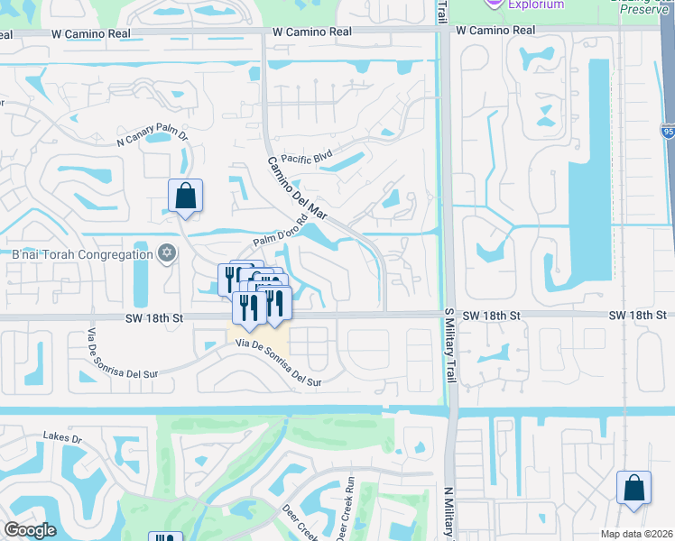 map of restaurants, bars, coffee shops, grocery stores, and more near 23149 L'Ermitage Circle in Boca Raton