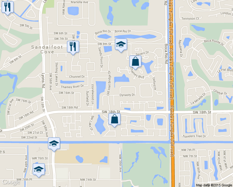 map of restaurants, bars, coffee shops, grocery stores, and more near 8503 Dynasty Drive in Boca Raton