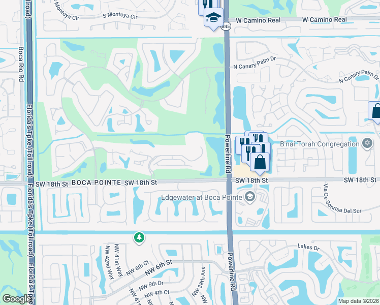 map of restaurants, bars, coffee shops, grocery stores, and more near 7225 Promenade Drive in Boca Raton