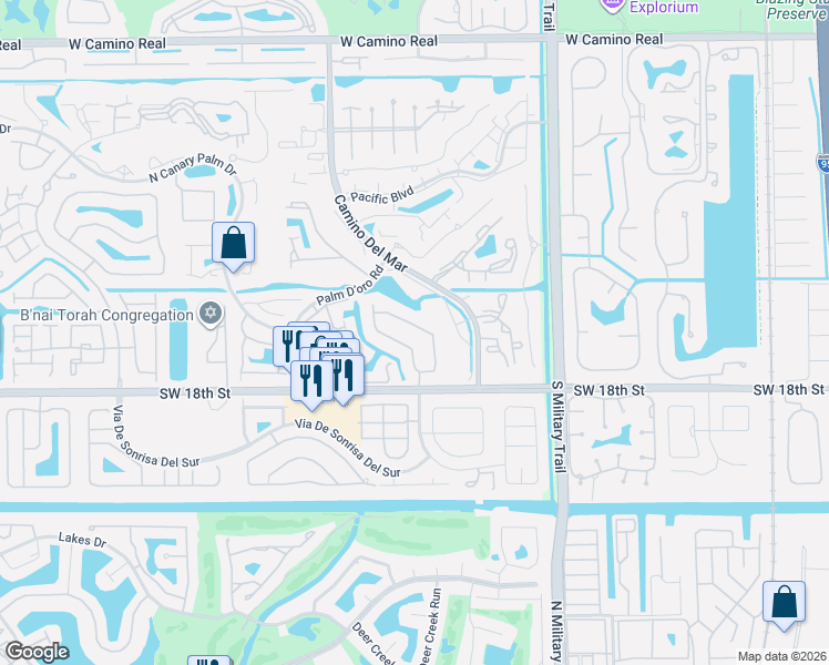 map of restaurants, bars, coffee shops, grocery stores, and more near 23149 L'Ermitage Circle in Boca Raton