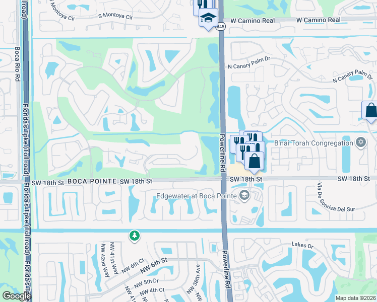 map of restaurants, bars, coffee shops, grocery stores, and more near 7225 Promenade Drive in Boca Raton