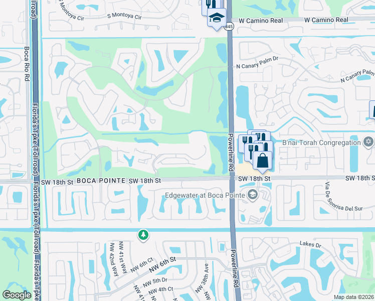 map of restaurants, bars, coffee shops, grocery stores, and more near 7225 Promenade Drive in Boca Raton